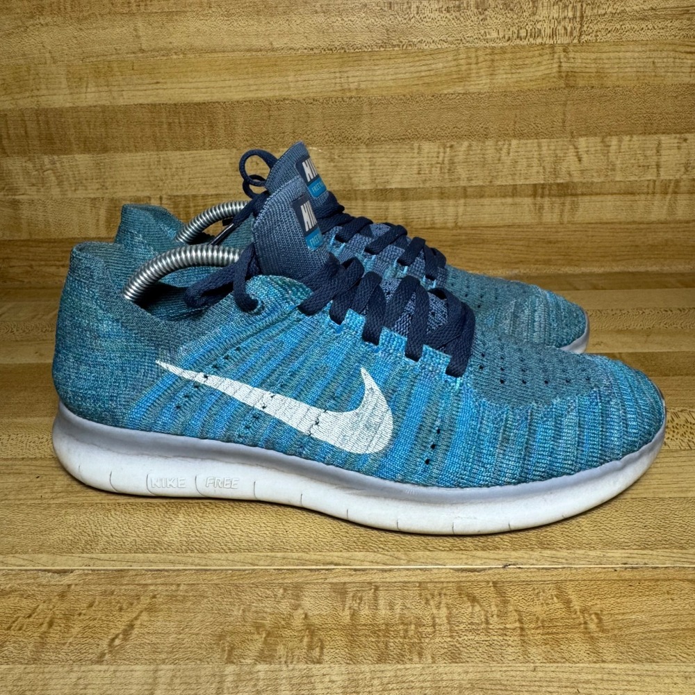 Nike Free RN Flyknit Blue Lagoon Running Shoes 831070-404 Womens 8